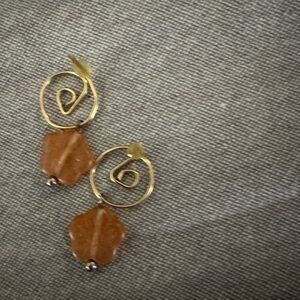 Gold and Brown Leaf Earrings